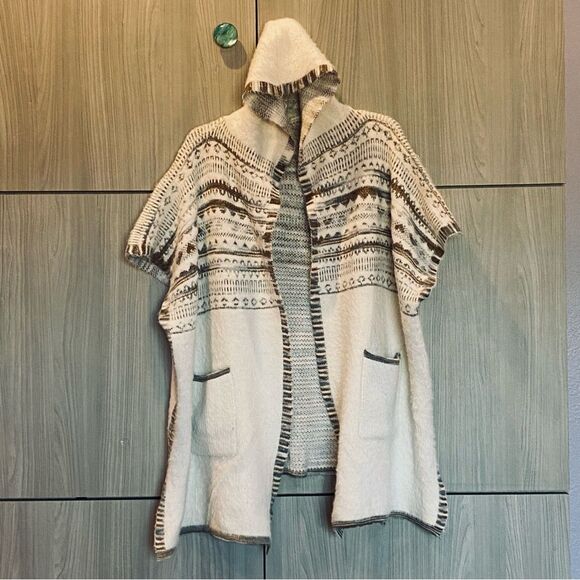 Cozy Hooded Shawl Cardigan Sweater Coat One Size Cream - Picture 9 of 10